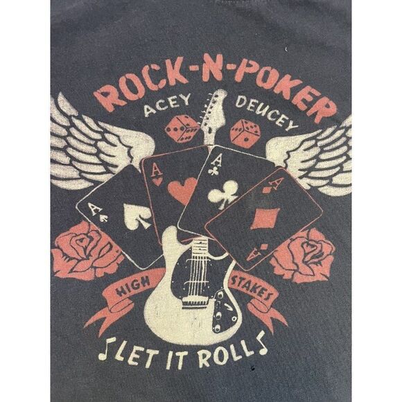 Lucky Brand Rock N Pocker Graphic T-shirt Men XL Black Short Sleeve - Picture 2 of 7